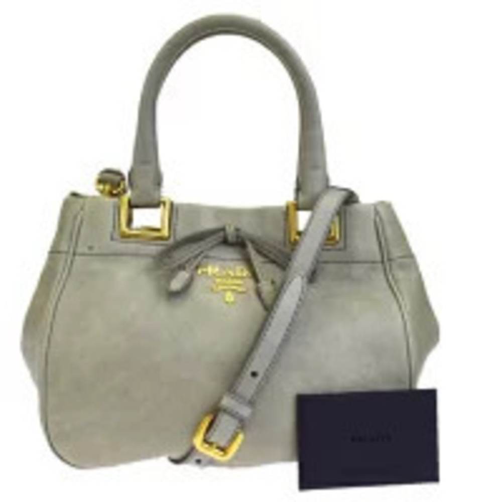 Prada Handbag Shoulder Bag Gray Leather
